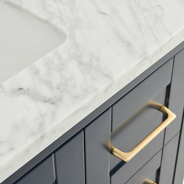 KIT - Close Out - Sheraton 36" Navy Vanity with Carrara Marble Top and Ceramic Basin