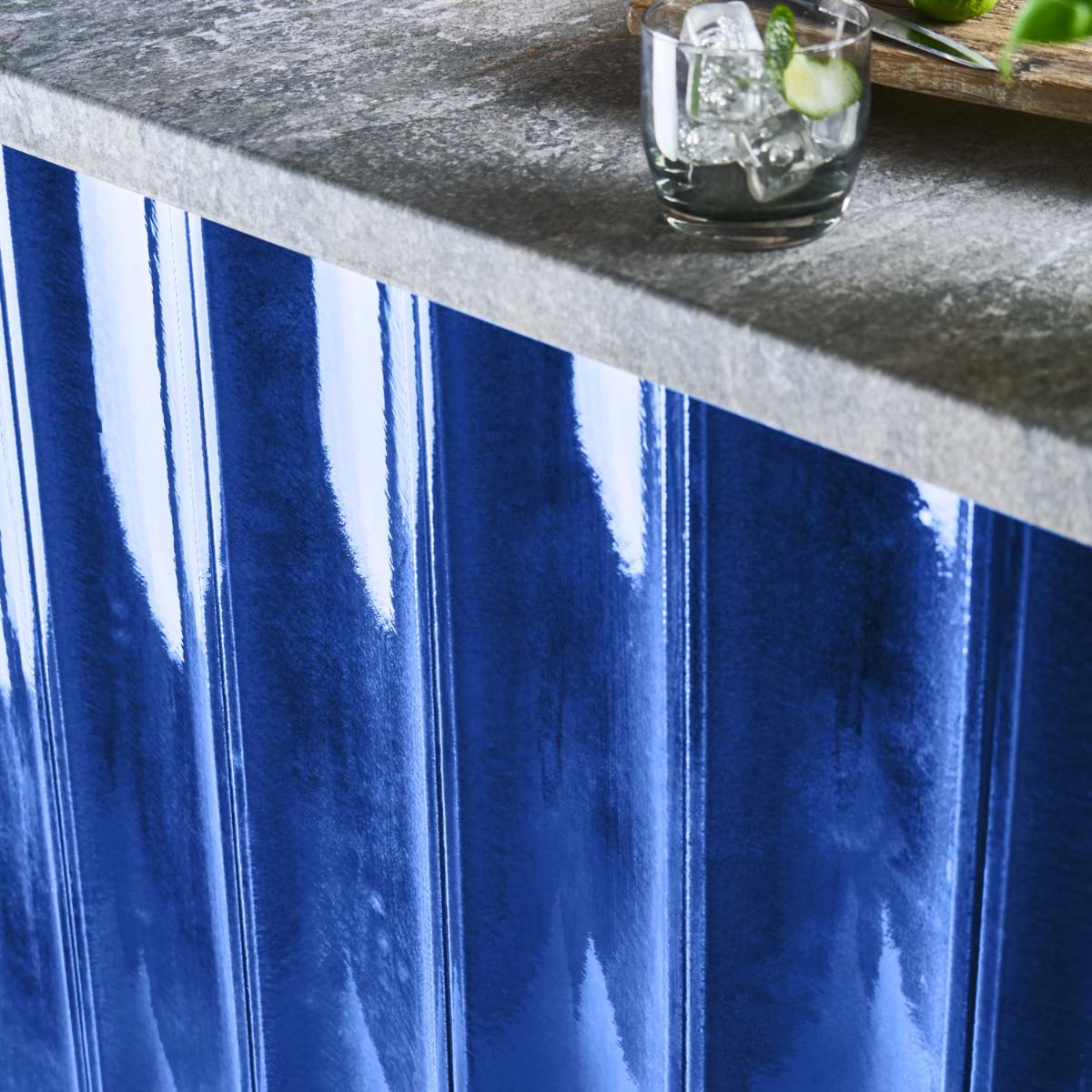 Sample-Bahari Fluted Adriatic Blue 6x36 3D Glossy Lava Stone Tile