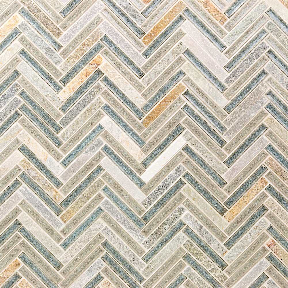 Close Out - Art Glass Herringbone Quartz Sea 