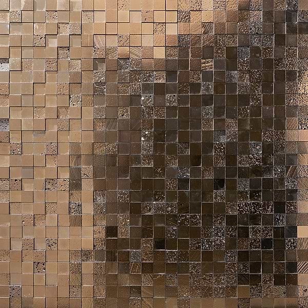Art Lava 3D Squares Bronze 2x2 Polished Lava Stone Mosaic Tile