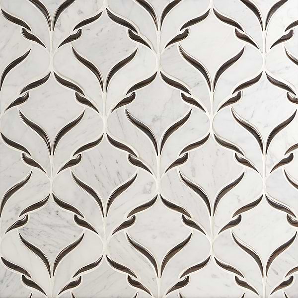 Close Out - Cinque Terre White Carrara; in White + Gun Metal Carrara + Ceramic; for Backsplash, Bathroom Wall, Kitchen Wall, Outdoor Wall, Shower Wall, Wall Tile; in Style Ideas Art Deco, Classic, Contemporary, Mid Century, Modern, Transitional