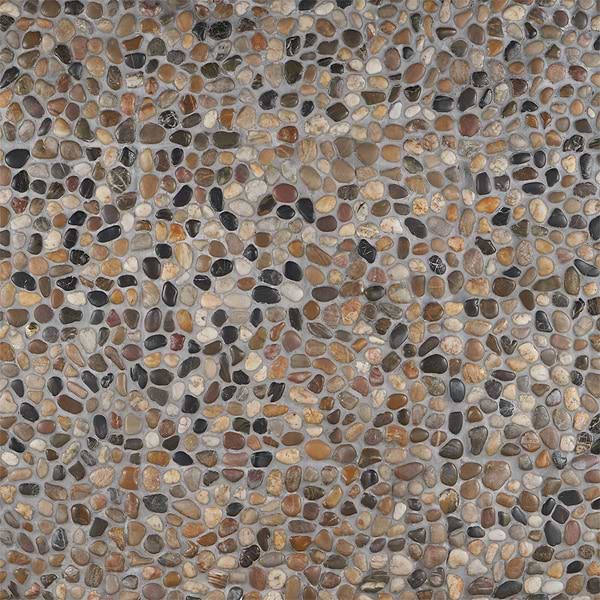 Cobblestone Flat Multicolor; in Multicolored Cobblestone Pebble; for Backsplash, Bathroom Floor, Bathroom Wall, Commercial Floor, Floor Tile, Kitchen Floor, Kitchen Wall, Outdoor Wall, Shower Floor, Shower Wall, Wall Tile; in Style Ideas Beach, Classic, Mediterranean, Tropical