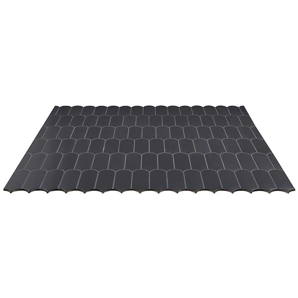 Fan Charcoal 3x8 Fishscale Matte Ceramic Wall Tile