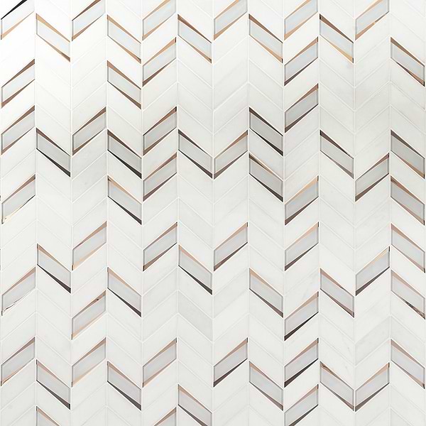 Giazza Golden 2x4 Marble and Mirrored Glass Polished Mosaic Tile