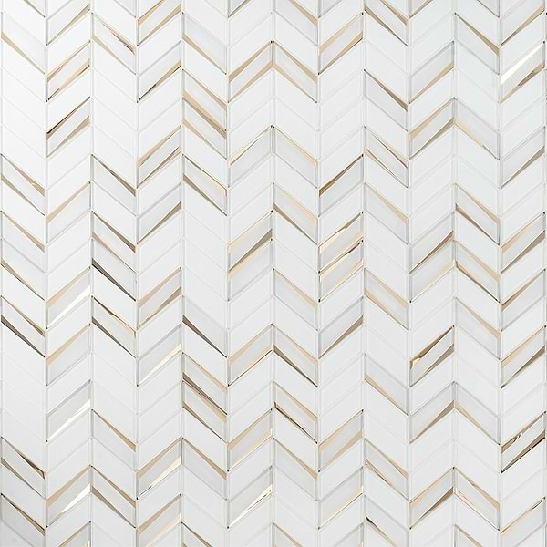 Giazza Roma White and Gold 2x4 Mirrored Glass Polished Mosaic Tile