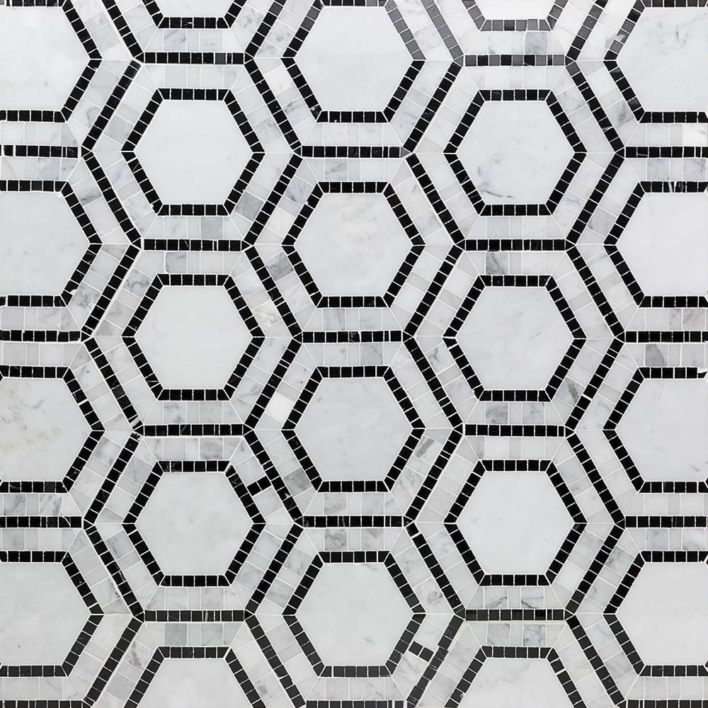Metrology Carrara & Nero & Light Gray Polished Marble