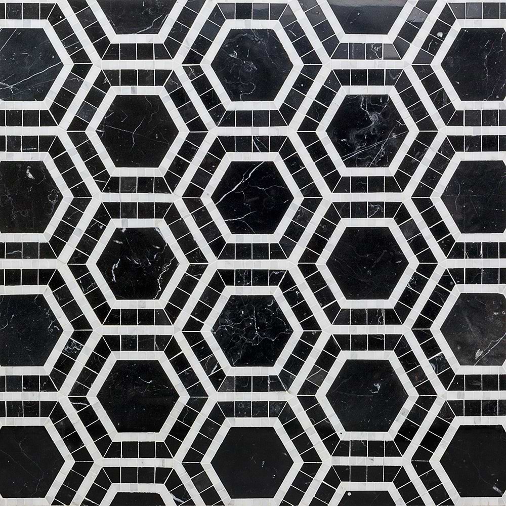 Metrology Nero & Statuary & Nero Polished Marble