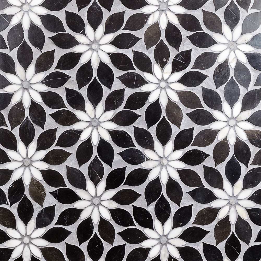 MJ Rain Flower-Black Jade, Calacatta and Calacatta Dot-Sheet