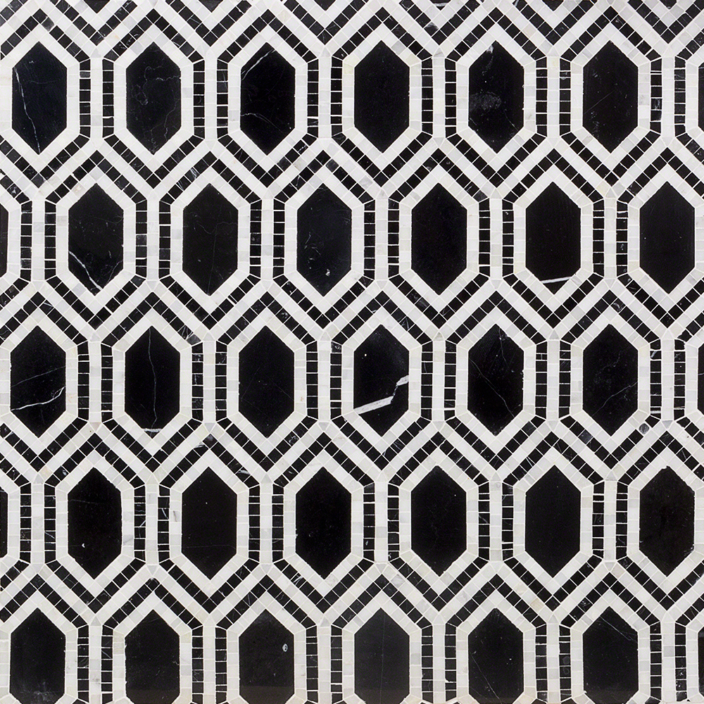 Close Out - New Era Asian Black Long Hexagon with Asian Statuary 