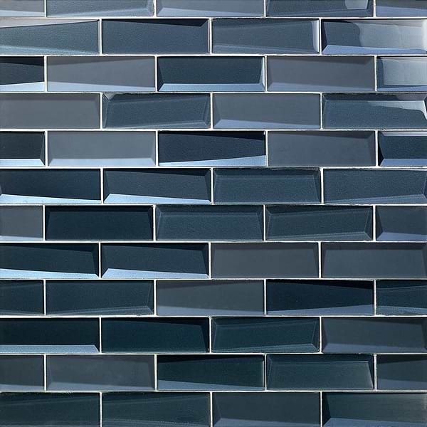 NewBev Bricks Dusk; in Dark blue Glass; for Backsplash, Bathroom Wall, Kitchen Wall, Shower Wall, Wall Tile; in Style Ideas Art Deco, Beach