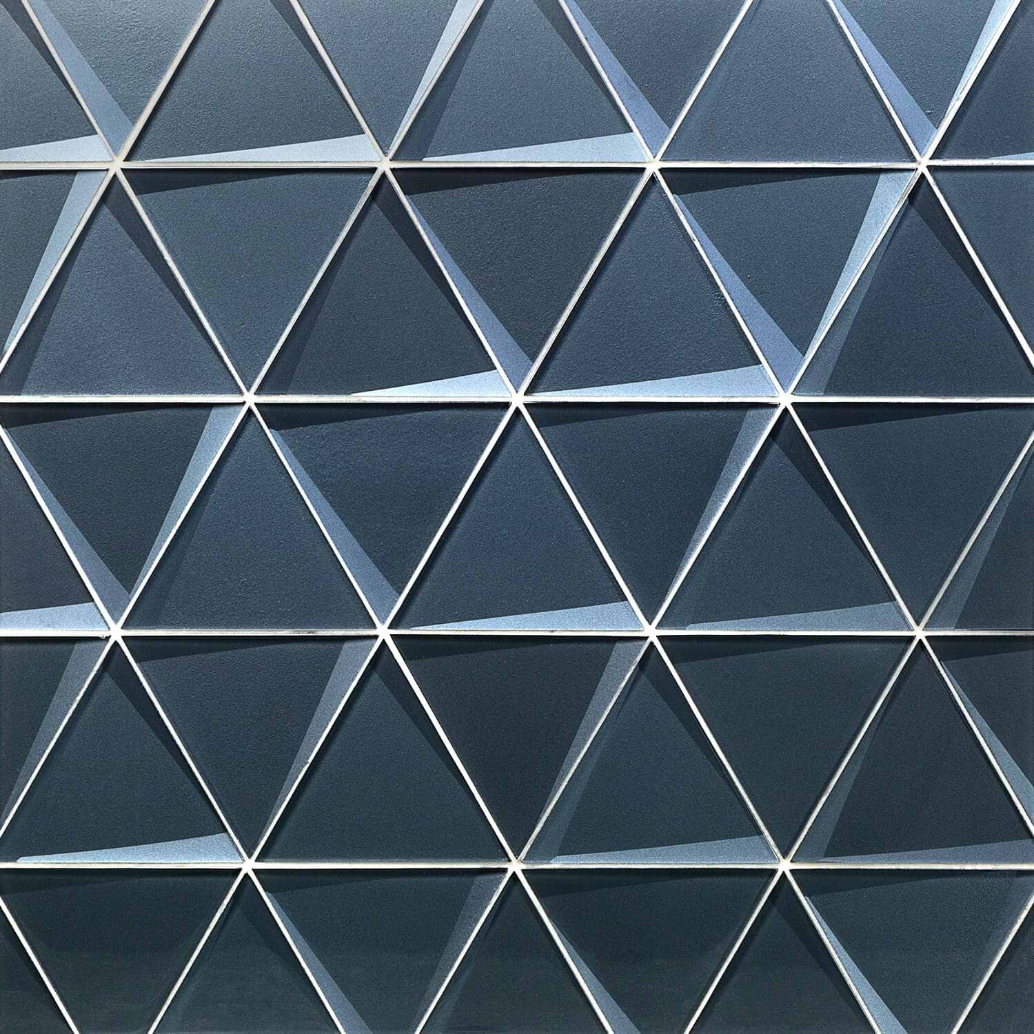 NewBev Triangles Midnight Blue 6" 3D Glass Tile