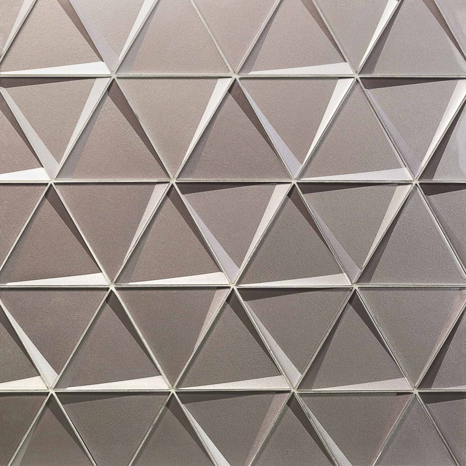 NewBev Triangles Sepia Gray 6" 3D Glass Tile