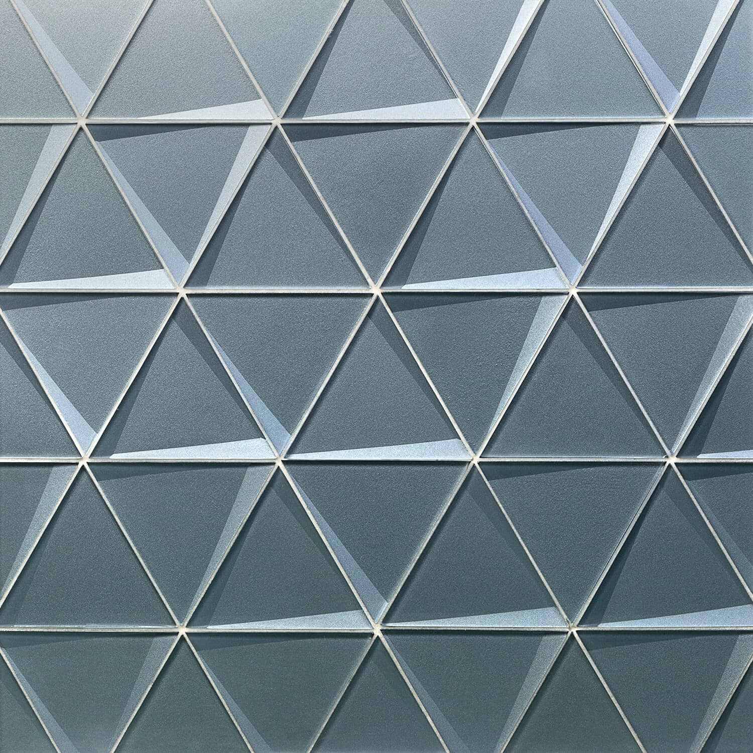 NewBev Triangles Slate Blue 6" 3D Glass Tile