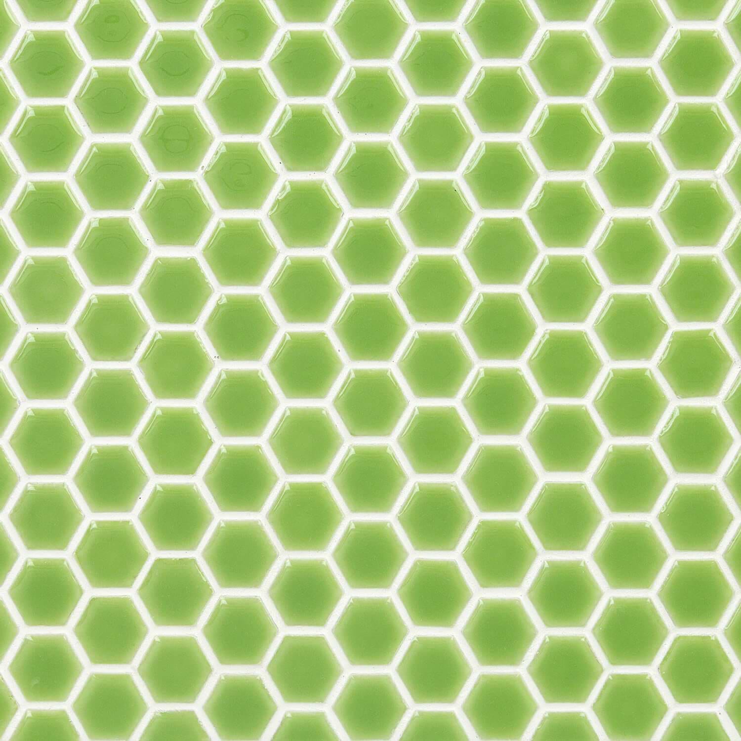 Simple 2.0 Rimmed Key Lime 1" Hexagon Polished Porcelain Mosaic 
