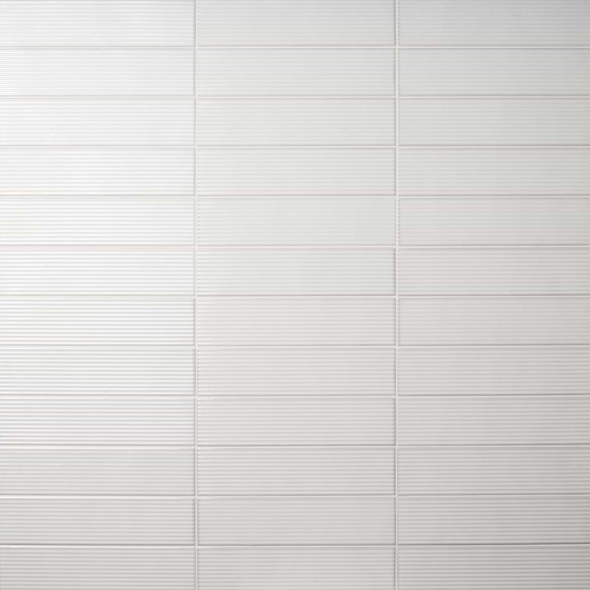 Stacy Garcia Artblock Bianco White 4x16 Fluted Glossy Porcelain Tile