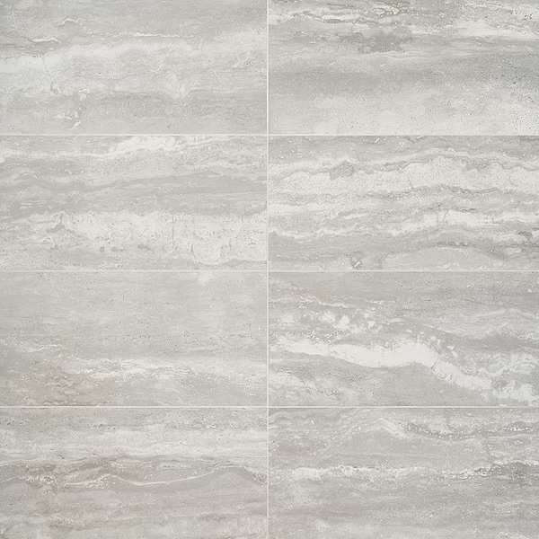Everyday Travertine Silver 12x24; in Gray + Silver Porcelain; for Backsplash, Bathroom Floor, Bathroom Wall, Commercial Floor, Floor Tile, Kitchen Floor, Kitchen Wall, Outdoor Wall, Pool Tile, Shower Floor, Shower Wall, Wall Tile; in Style Ideas Classic, Contemporary, Craftsman, Industrial, Modern, Transitional