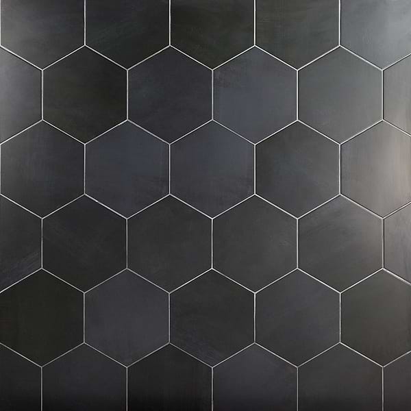 Paige Antracite 10" Hexagon Matte Cement Look Porcelain Tile