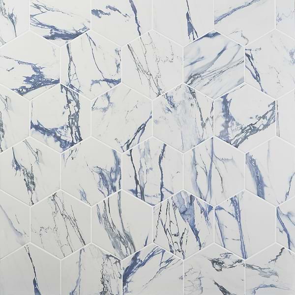 Calacatta Azul 10" Hexagon Matte Porcelain Tile