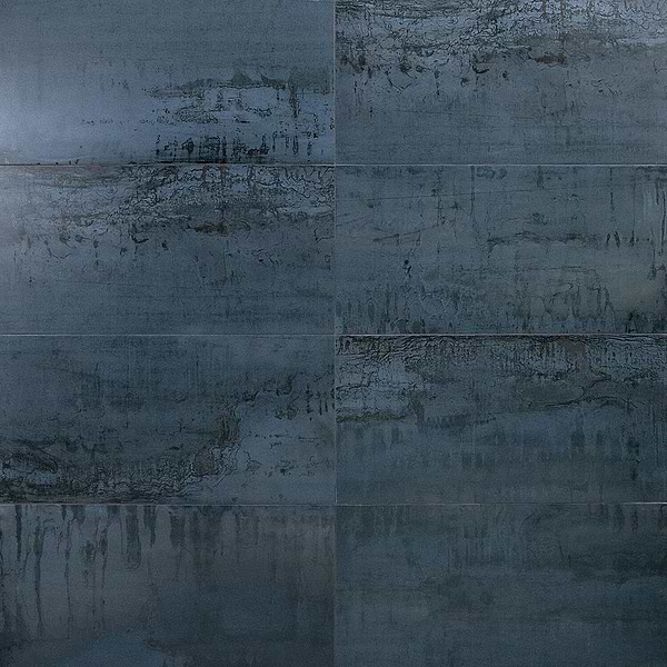 Angela Harris Bellissimo Oxide 12x24; in Metallic Dark Blue Porcelain; for Backsplash, Bathroom Floor, Bathroom Wall, Commercial Floor, Floor Tile, Kitchen Floor, Kitchen Wall, Outdoor Floor, Outdoor Wall, Shower Wall, Wall Tile; in Style Ideas Craftsman, Industrial, Mid Century, Modern