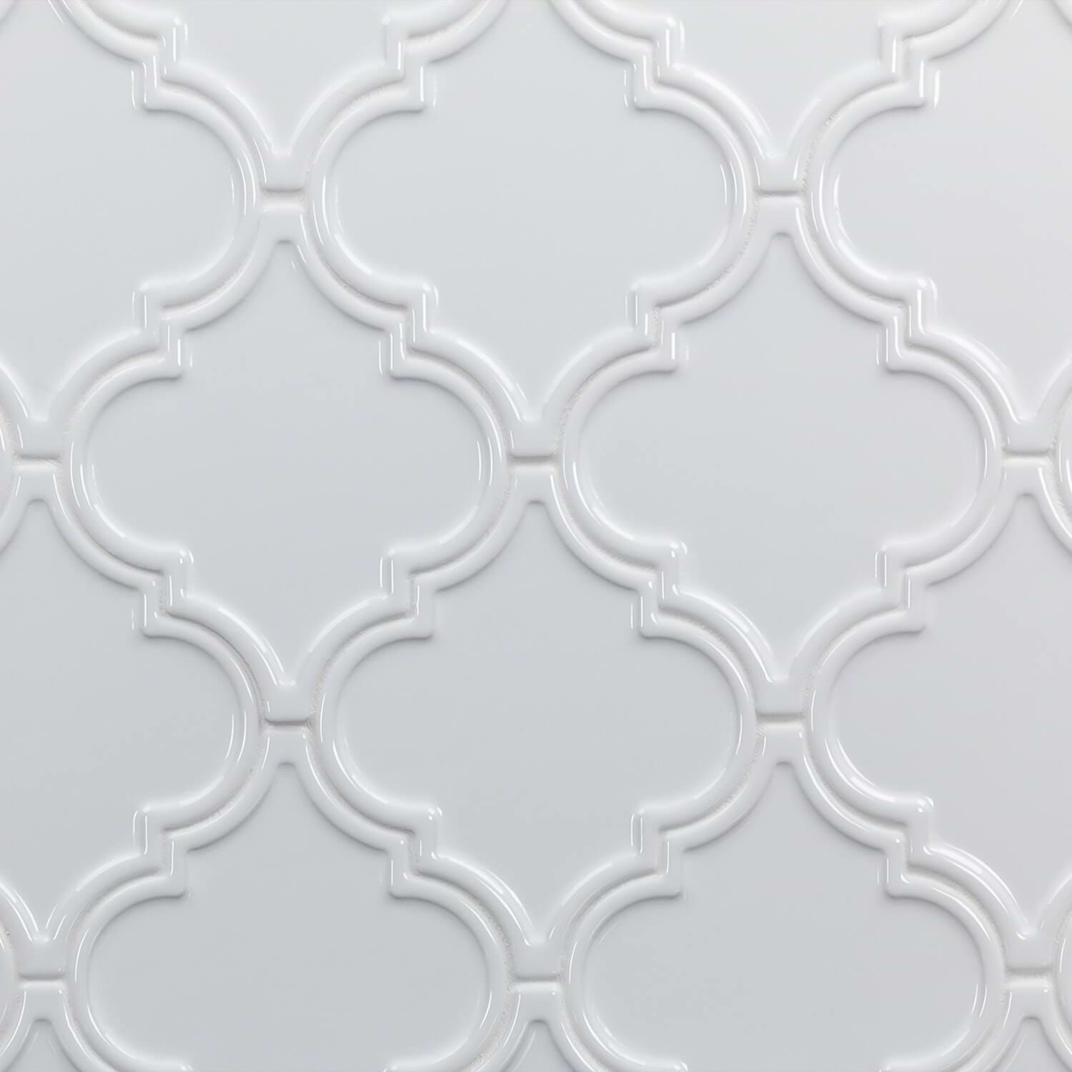 Terra Ignis Relief Lantern Bianco White 6x7 Polished Ceramic Wall Tile