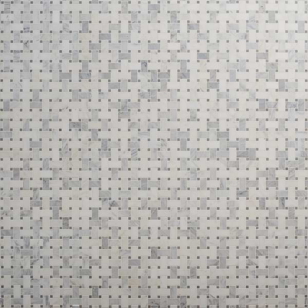 Basket Weave Asian Statuary Honed with Lady Gray Dot