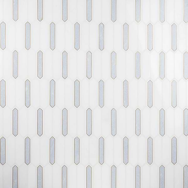 Madelyn Blue - Blue Celeste- White Thassos & Brass Polished Marble + Brass