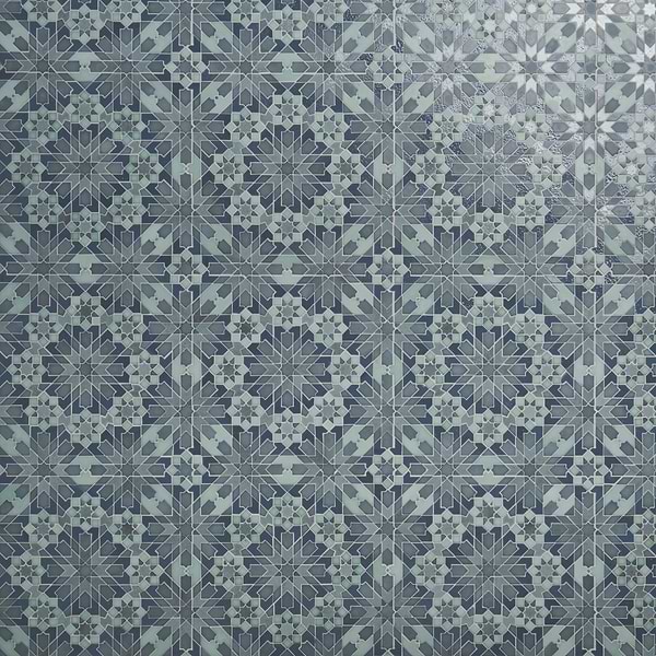 Alpana Taza Ocean Blue Mixed Finish Lava Stone and Cement Mosaic Tile