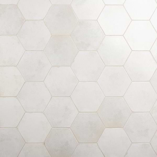 Oken White 9" Hexagon Polished Porcelain Tile