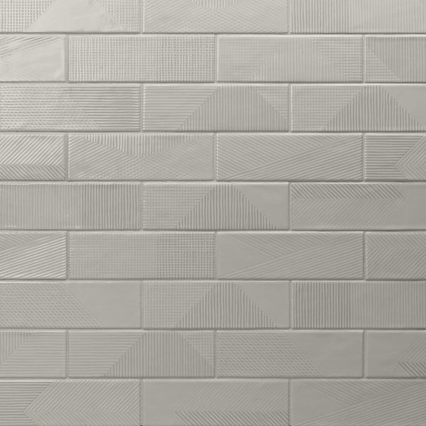 Fragments Light Gray 2x8 Polished Textured Ceramic Wall Tile