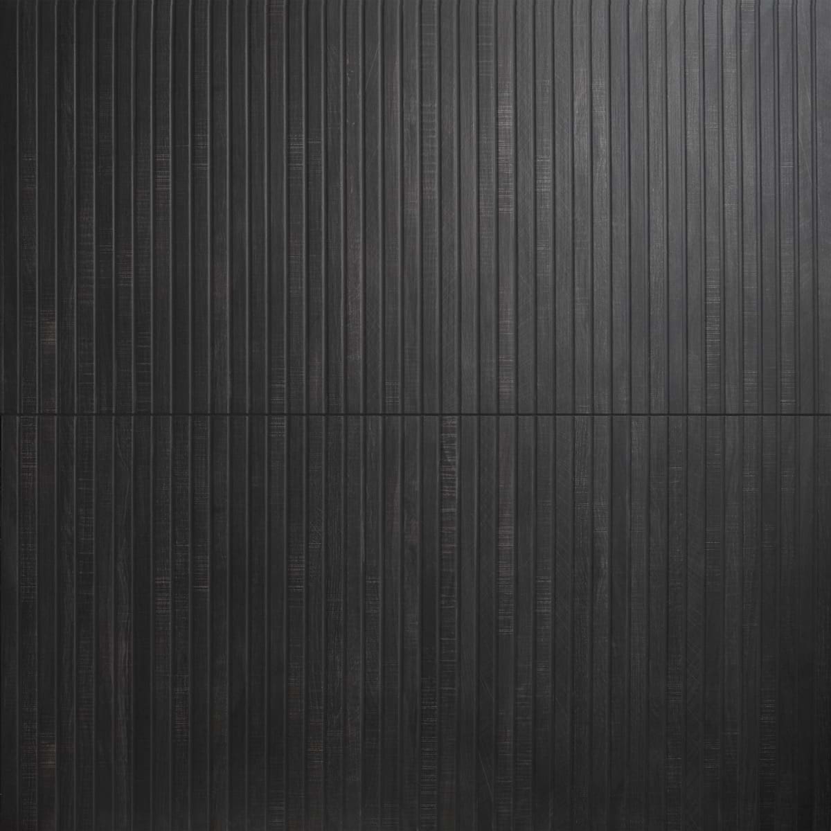 Elan Ribbon Black 24x48 Wood Look Fluted Matte Porcelain Tile
