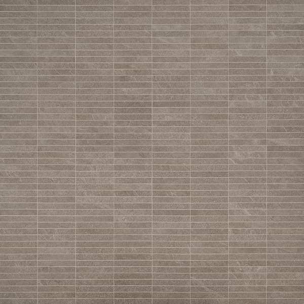 Motley Caramel Brown 1x6 Stacked Limestone Look Matte Porcelain Mosaic Tile