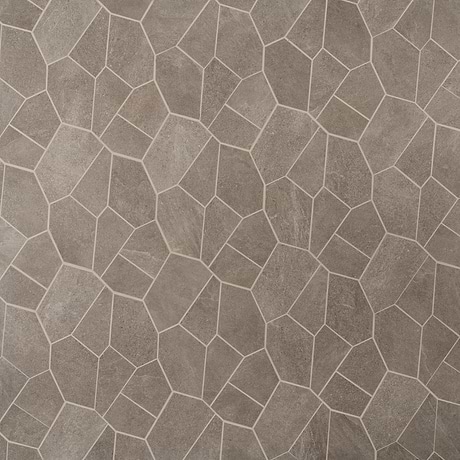 Motley Caramel Brown Organic Pattern Limestone Look Matte Porcelain Mosaic Tile