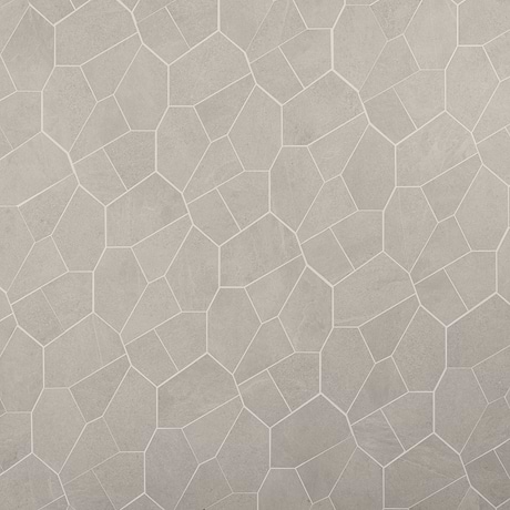 Motley Linen White Organic Pattern Limestone Look Matte Porcelain Mosaic Tile