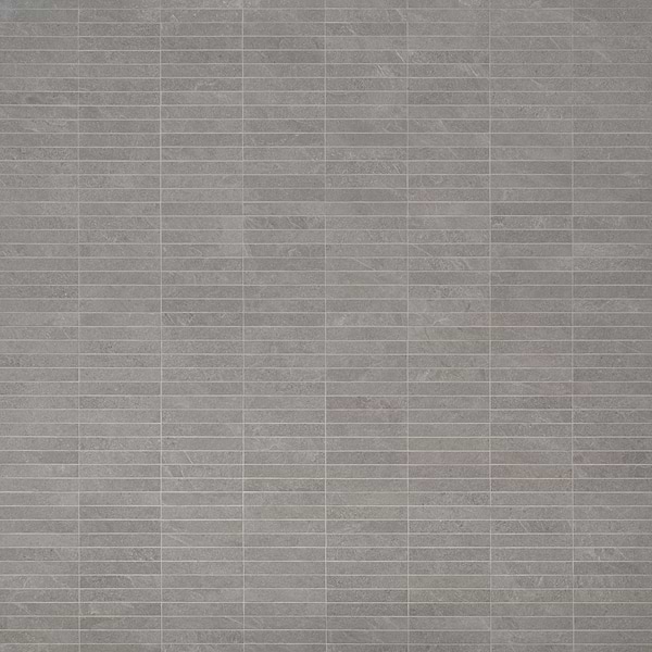 Motley Silver Gray 1x6 Stacked Limestone Look Matte Porcelain Mosaic Tile