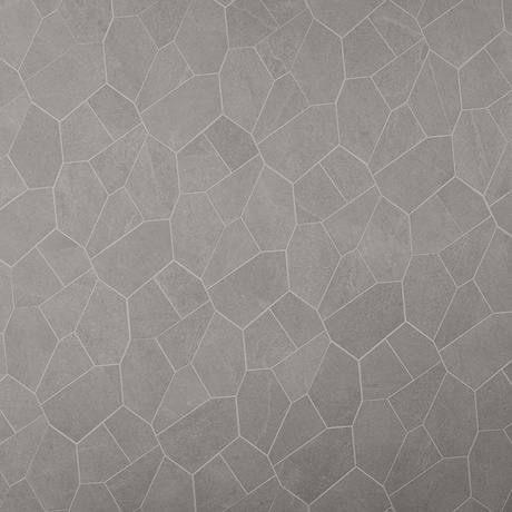 Motley Silver Gray Organic Pattern Limestone Look Matte Porcelain Mosaic Tile