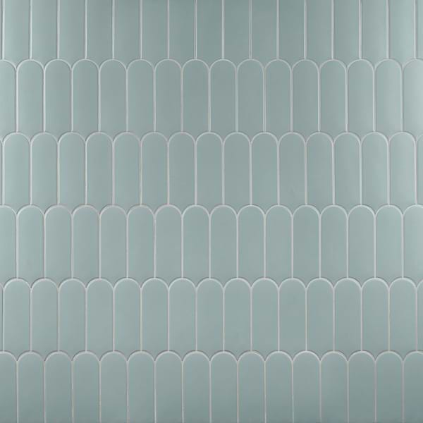 Fan Marine Blue 3x8 Fishscale Matte Ceramic Wall Tile