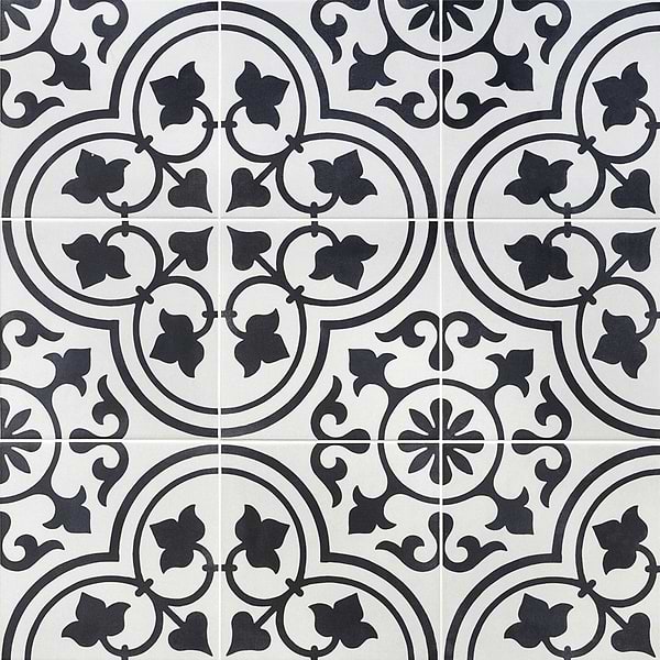 Cascais White Ornate 9x9 Matte Porcelain Tile