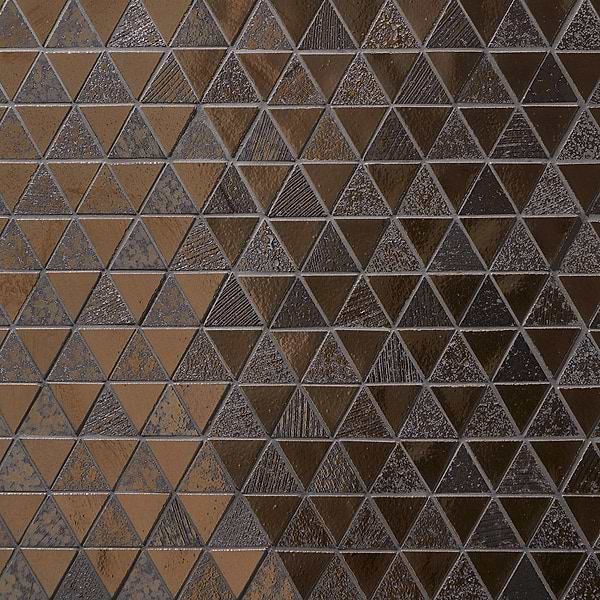 Art Lava Triangles Bronze 2" Polished Lava Stone Mosaic Tile