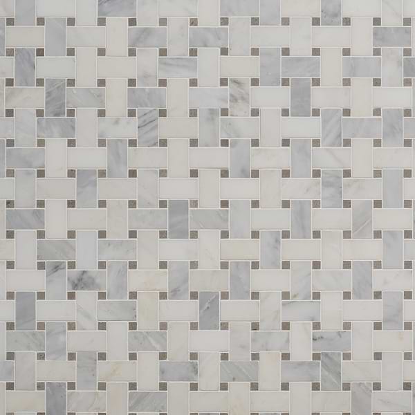Basket Weave Asian Statuary Honed with Lady Gray Dot