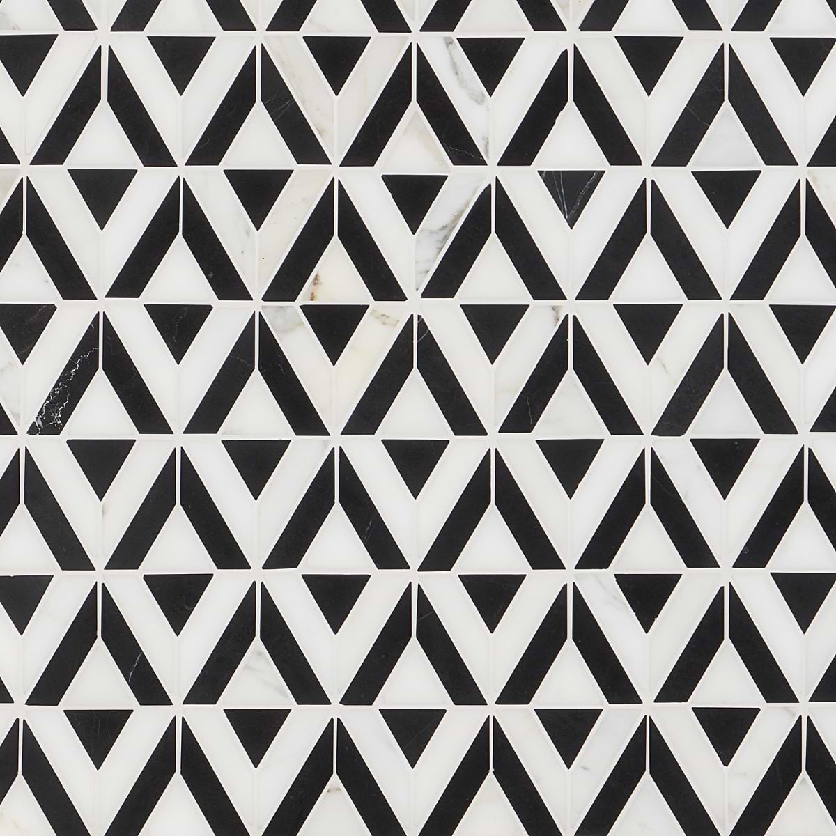 Avant Garde Triangle Calacatta and Black Jade Polished Marble