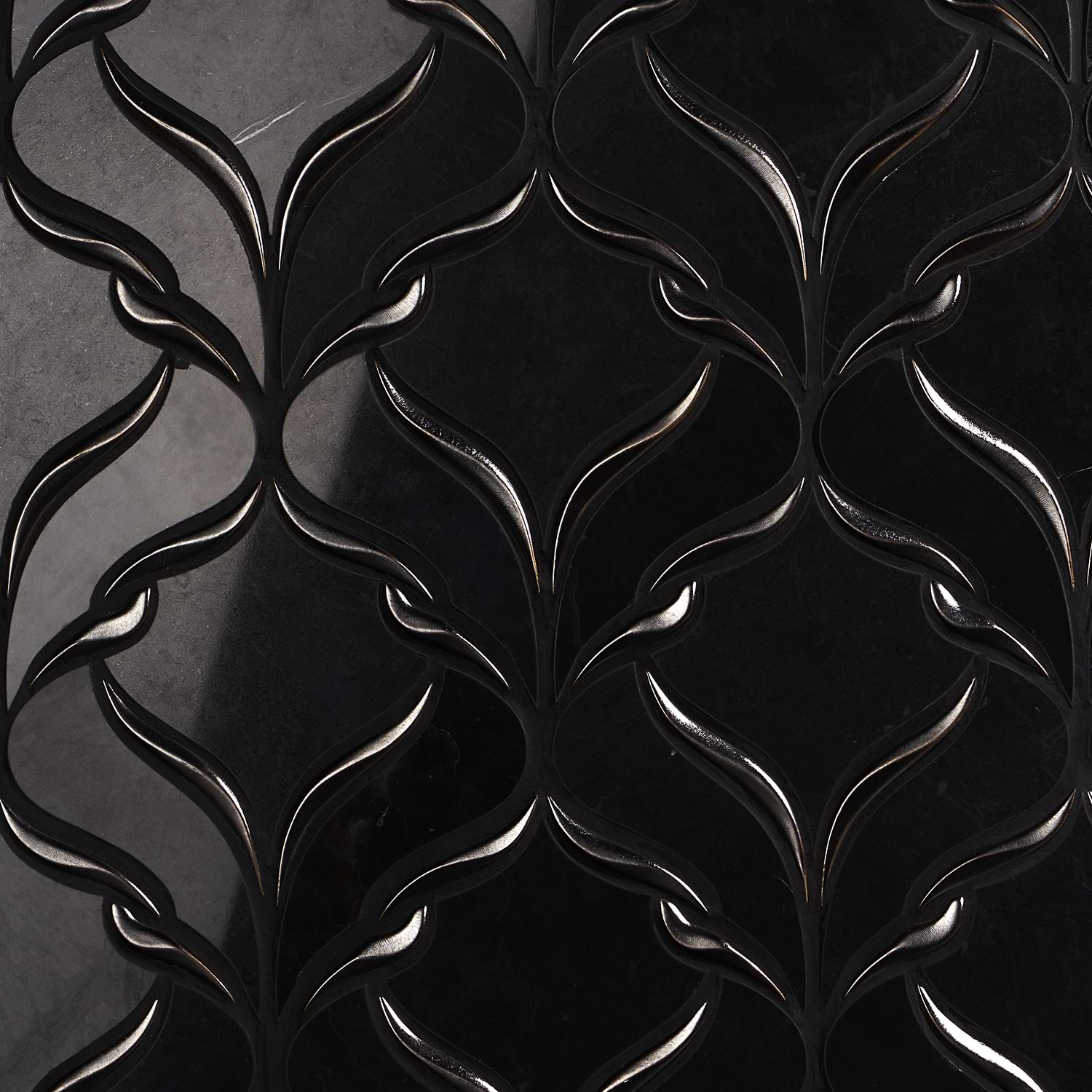 Cinque Terre Black Jade Polished Marble Mosaic Tile