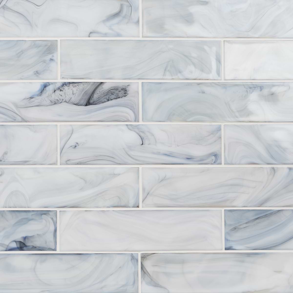 Cielo Night Black & White 3x12 Polished Subway Glass Tile