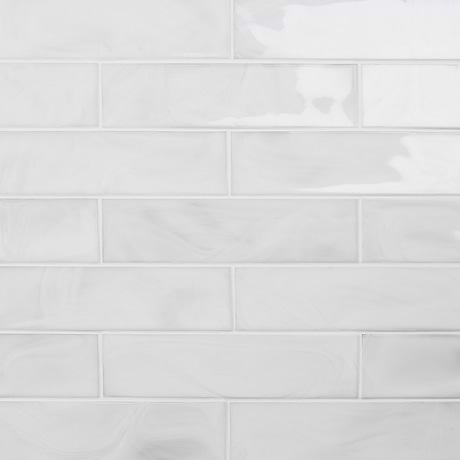 Cielo Cloud White 3x12 Polished Subway Glass Tile