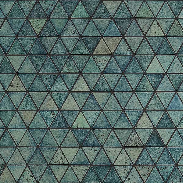 Gowanus Aquamarine Green 2" Triangle Glossy Lava Stone Mosaic Tile