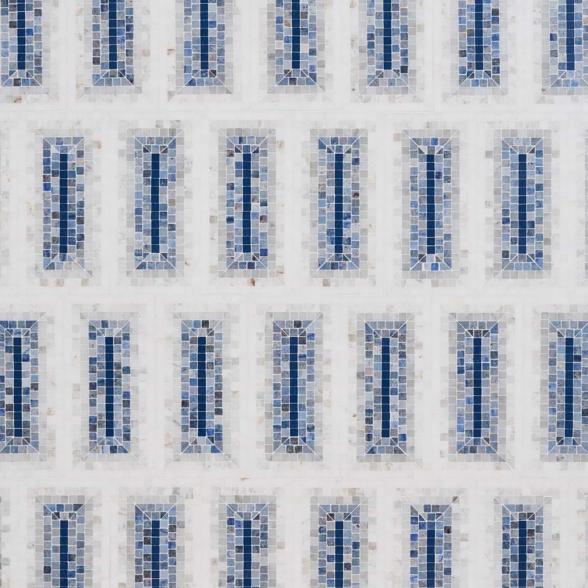 Imogen Azul Blue 4x9 Rectangle Marble Micro Mosaic 
