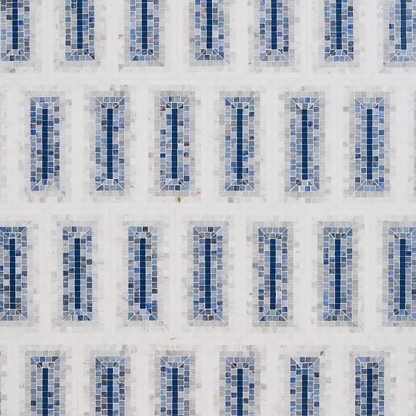 Imogen Azul Blue 4x9 Rectangle Marble Micro Mosaic Polished Marble