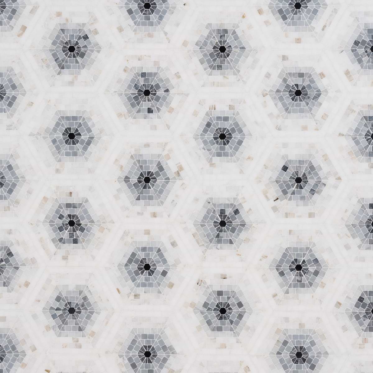 Imogen Grigio 6" Hexagon Marble Micro Mosaic Polished Marble