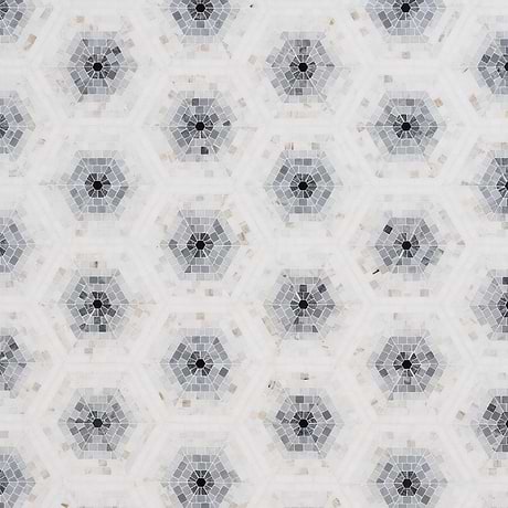 Imogen Grigio 6" Hexagon Marble Micro Mosaic Polished Marble