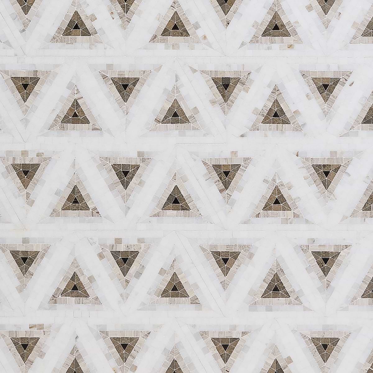 Imogen Saint Laurent Brown 5" Triangle Marble Micro Mosaic Polished Marble