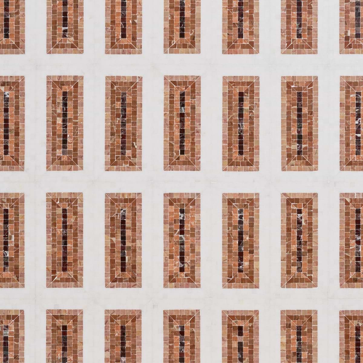 Imogen Terra Rosa 4x9 Rectangle Marble Micro Mosaic 